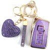 YIKECASE Key Fob Cover with Diamond Keychain Fit for Lexus Car Key Holder Case Compatible with Lexus RX ES GS LS NX RS GX LX RC LC Smart Remote Key Protector for Women, 4 Buttons (Purple-Heart)