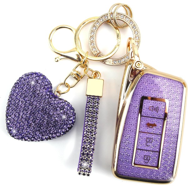 YIKECASE Key Fob Cover with Diamond Keychain Fit for Lexus