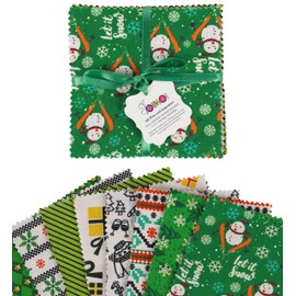 Soimoi Christmas Theme Print Precut 5-inch Cotton Fabric Quilting Squares Charm Pack DIY Patchwork Sewing Craft
