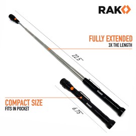 RAK Magnetic Pickup Tool Gifts for Men - Telescoping Magnet with LED Flashlight and 22 Inches Extendable Neck, Cool Magnetic Flashlight Gifts for Dad, Husband, Grandpa, Handyman