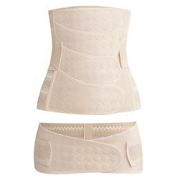 WANYIG 3-in-1 Postpartum Belt for Women, Breathable Pelvic Belt/Waist Belt/Abdominal Belt, Pregnancy Belt, Postpartum Belt, Postpartum Recovery Belt, Caesarean Section, Postnatal Belly Band (Beige, M)