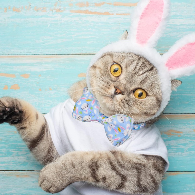 Easter Cat Collar with Bow Tie 2Pack Adjustable Breakaway Safety