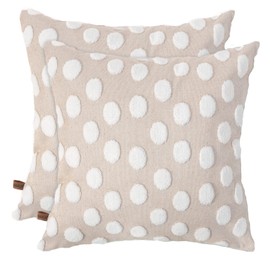 HAMUR HOME Set of 2 Cushion Covers, 45 x 45 cm, Boho Decorative Cushion Cover, Sofa Cushion, Decorative Couch Cushion Cover, Decorative Cushion Cover Set for Living Room, Bedroom (Point, Beige)