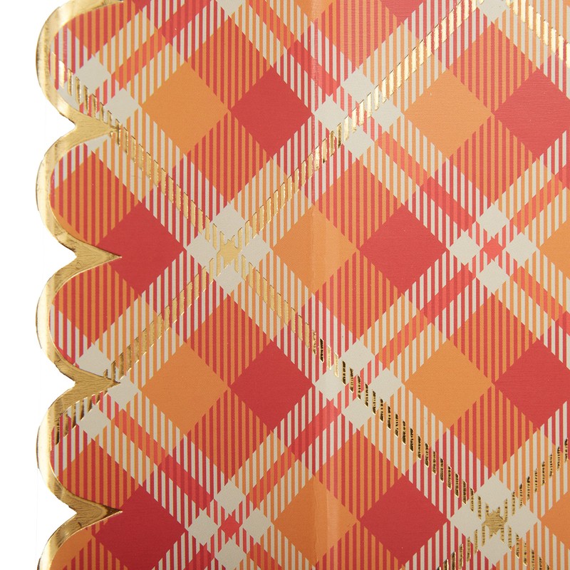 C.R. Gibson TW12-25237 Harvest Plaid Disposable Thanksgiving Paper Dinner Plate
