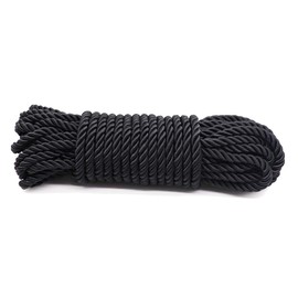 KuTi Kai All Purpose Rope 8 mm 10M - 32 Feet Length Strong Multifunctional Soft 100% Nylon Rope Natural Twisted Durable Long Ropes(Black)