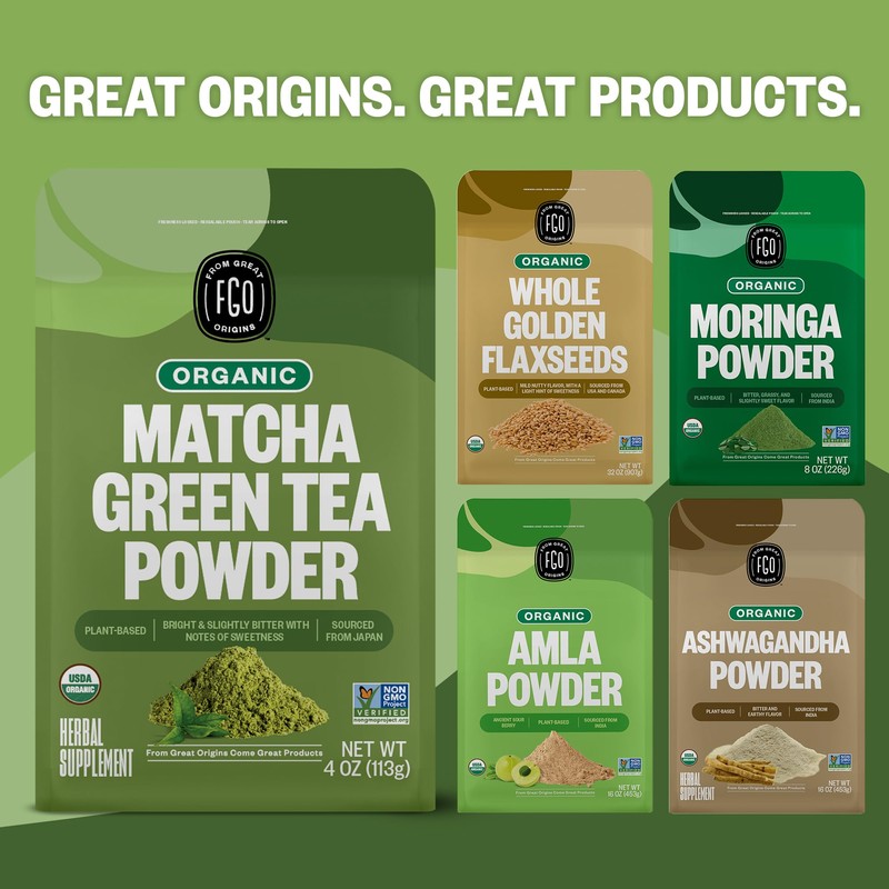 FGO Organic Matcha Green Tea Powder, Japanese Culinary Grade for