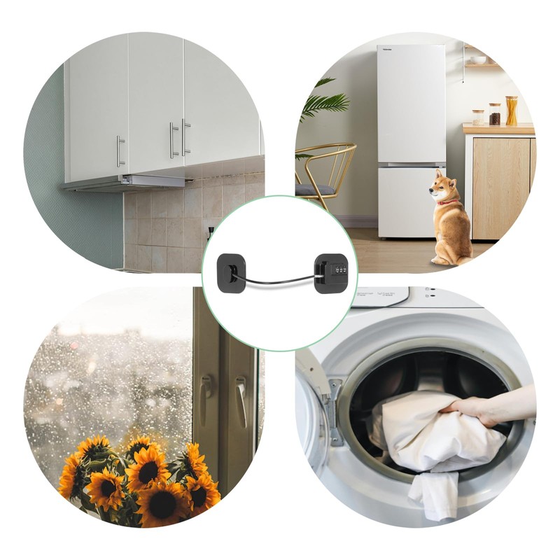 MUNEK 2 Pack Combination Refrigerator Lock, Adhesive Fridge Locks for