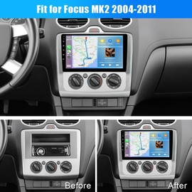 2G+64G Android 13 Double Din Car Stereo for Ford Focus Mk2/Mk3 Exi MT 2 3 2004-2011, 9 Inch Touchscreen Car Radio Reciever w/Wireless Carplay Android Auto Bluetooth GPS Navi WIFI FM SWC Backup Camera