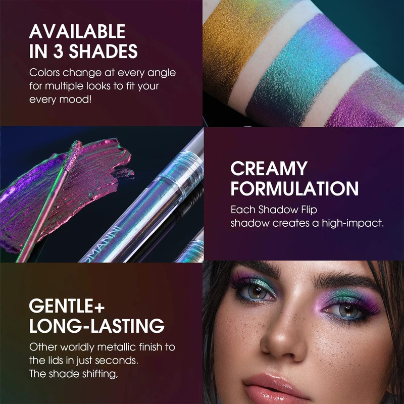 Jolilab Metallic Liquid Chameleon Eyeshadow, Multi-Dimensional Eye Looks, Long-lasting Holographic