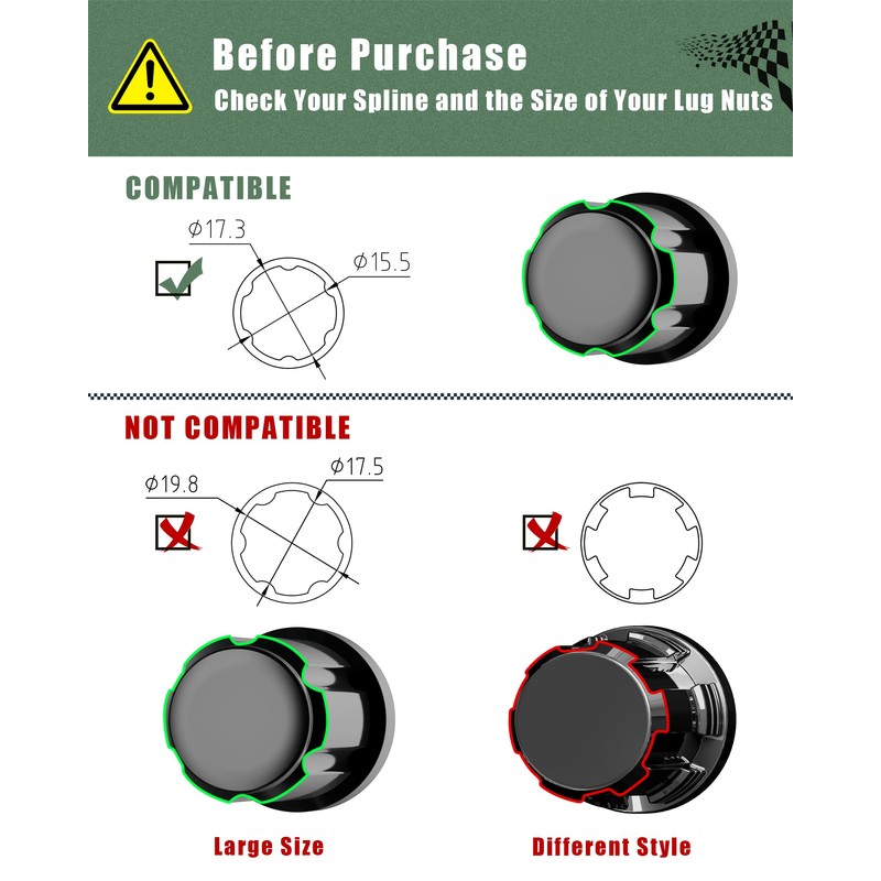 Glorider Small 6 Point Spline Lug Nuts Key Tuner Socket