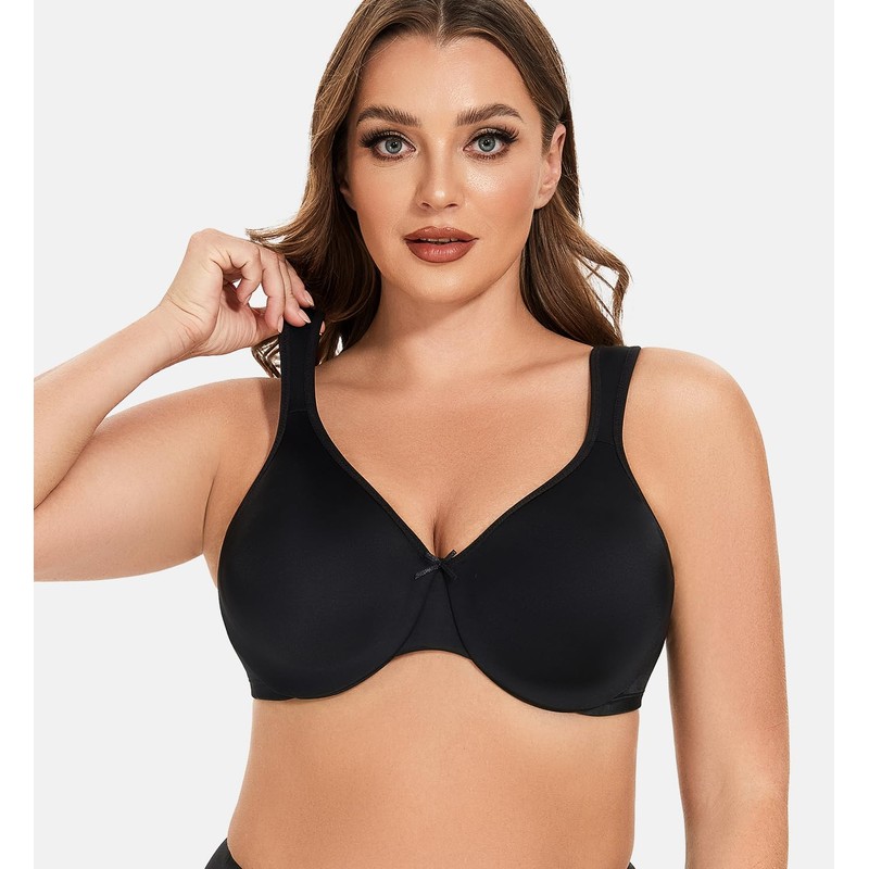 MELENECA Women's Minimizer Seamless Unlined Comfortable Plus Size Underwire Bra