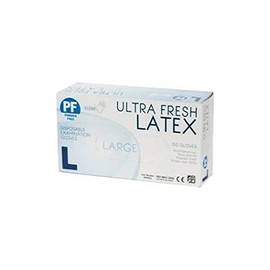 Ultra Fresh Powder Free Latex Gloves (Pack of 100), Large, Clear
