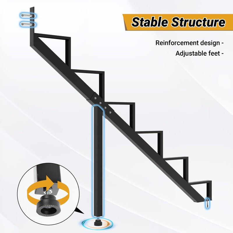 Toriexon Steel Stair Step Riser 6-Step, Metal Stair Stringer with