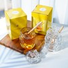 kanpura Clear Crystal Honey Jar with Dipper and Lid, Honey