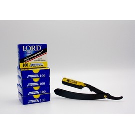 Lord 500 Lord Super Stainless Saloon Single Edge Razor Blade +LOTUS Black metal razor