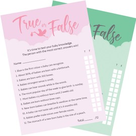 24 x Pink Baby Shower Games True Or False 24 Game Cards and 1 Answer Card Boy/Girl/Unisex (Pink, 24)