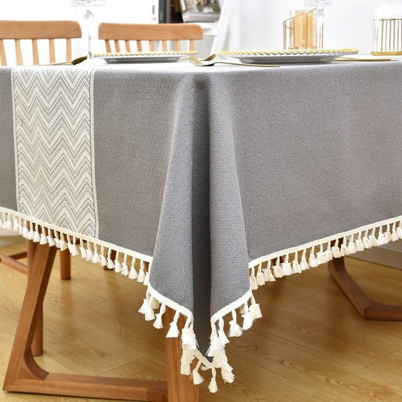 Yofori Heavy Duty Cotton Blend Tablecloth for Rectangular Tables Solid