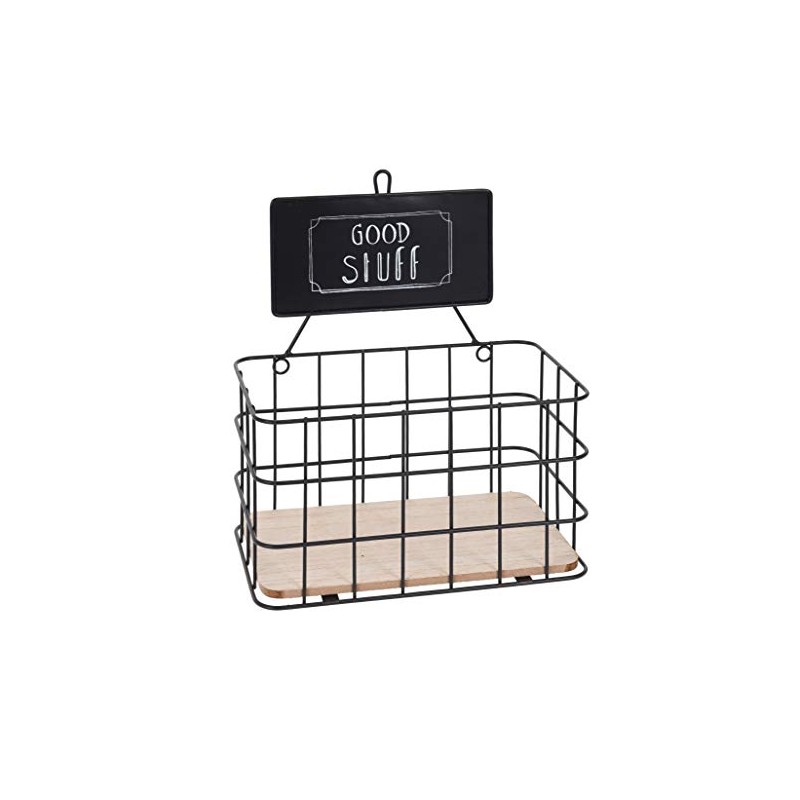 Metal Storage Basket Black - Decorative Wall Basket Hanging Shelf