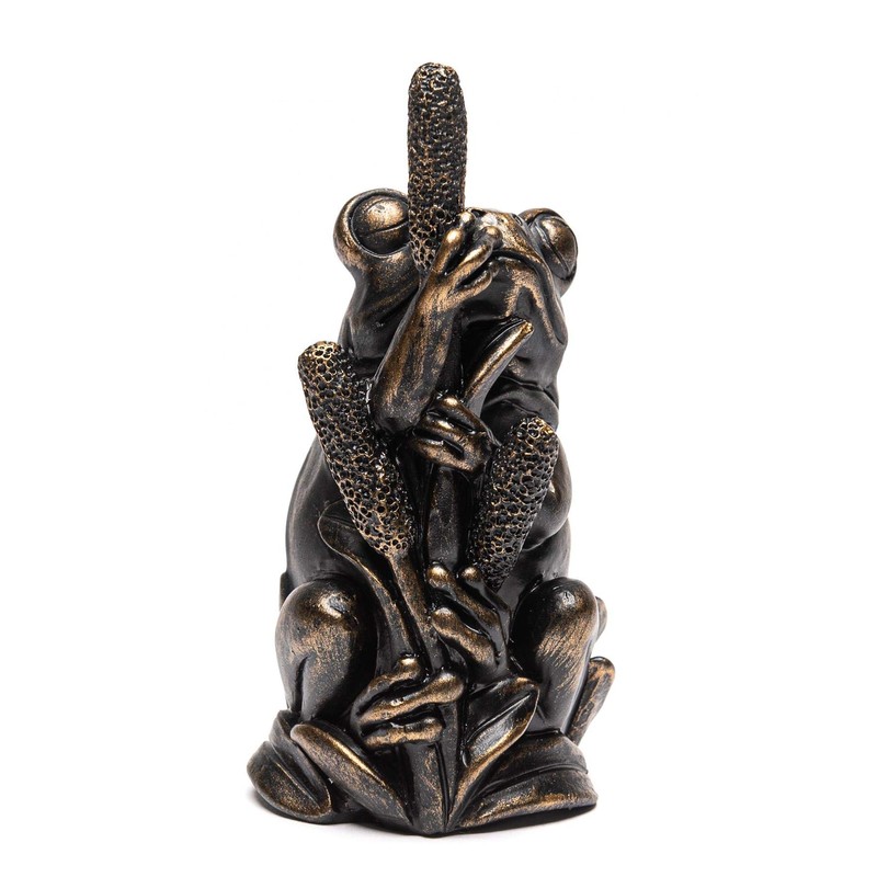 Cane Companions Frog On Bullrush Stake Topper - Handmade Flower