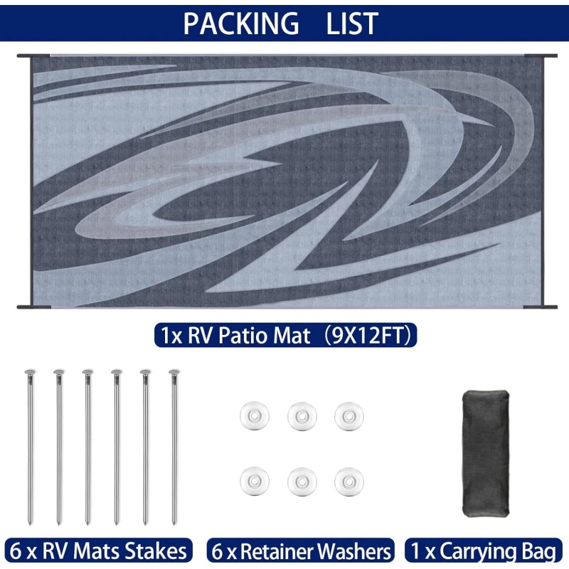 EEZ RV Products 9'x12'FT Heavy Duty Reversible/Dur - GreyWave