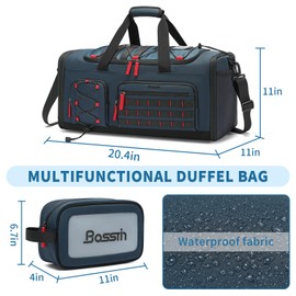 Bosstin Gym Bag for Men & Women,45L Travel Duffle Sports Duffel Bag Gym Weekender Overnight Backpack with Shoe Compartment (Blue)