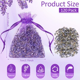 120 Pack Lavender Sachets Bags Bulk Lavender Sachets for Drawers and Closets Home Fragrance Sachet Dried Lavender Flower Lavender Sachets Wedding Bridal Shower Favors
