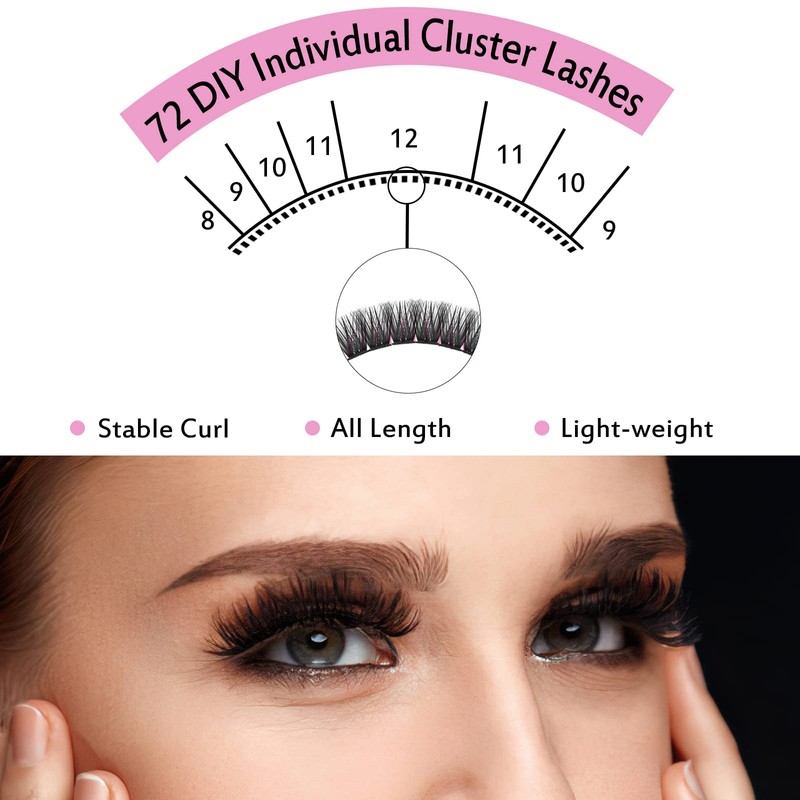 Cluster Lashes, 72 Pcs Individual Lashes, Lash Clusters DIY Eyelash