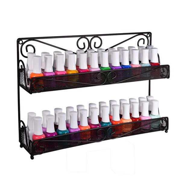 AMT 2 Tier Nail Rack, Pack Metal Wall Mount Organizer,