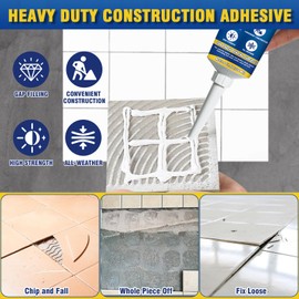 Construction Adhesive Heavy Duty, 220ml Cement Glue, Versatile Construction for Concrete, Tile, Cement, Floor, Wall, Stone, Wood and More, Tile Glue for Rough Bonding Surface