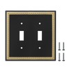 Pearled Frame Decorative Wall Plate Switch Plate Outlet Cover (Double