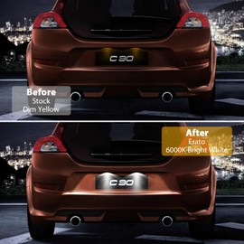 Erato LED License Plate Light, CanBus Error Free, for C30 C70 S40 S60 S80 XC60 XC70 XC90 V50 V60 V70 Replacement 30634190 30753839 31253006