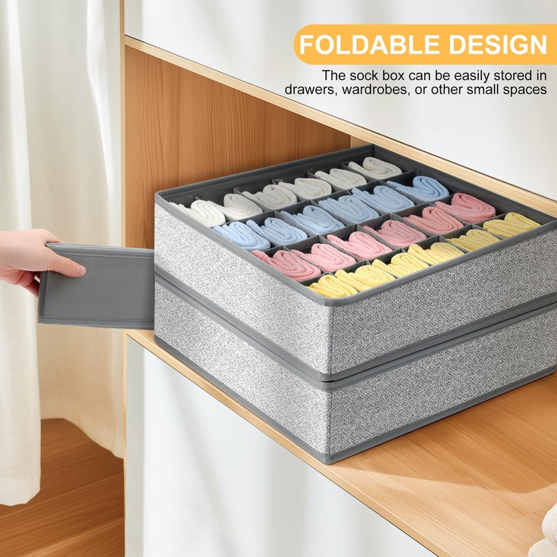 DIMJ Drawer Organiser, Storage Boxes, Socks Organiser, Foldable, Drawer Organiser