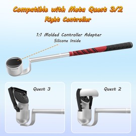 ZHGM VR Golf Club Compatible with Meta Quest 3S/Quest 3/2, Adjustable Length Golf Club Attachment for Oculus Quest 3 Right Controller, Aluminum VR Golf Shaft Simulator Grip, 90 Degree Keep Tracking