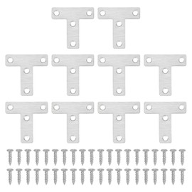 PATIKIL Flat Mending Plate 2"x0.6", 8 Pcs Stainless Steel T-Shape Flat Bracket for Shelves Corner Braces Brackets Metal Fixing Joining Plates for Wood Furniture Cabinet Frame Repair
