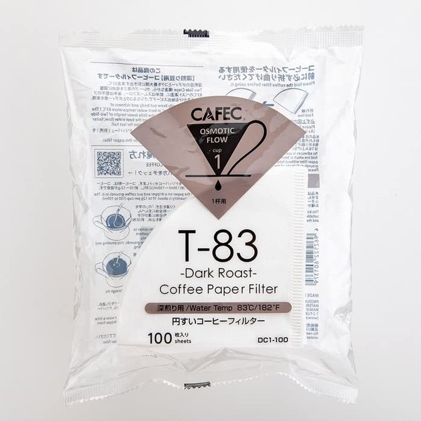SANYO CAFEC CAFEC DC1-100 T83 Deep Roasting Paper Coffee Filter (1 - 2 Cups) White (100 Pieces) ORIGAMI Dripper S Also Made In Japan (DC1-100, 100 Sheets x 6 Bags)