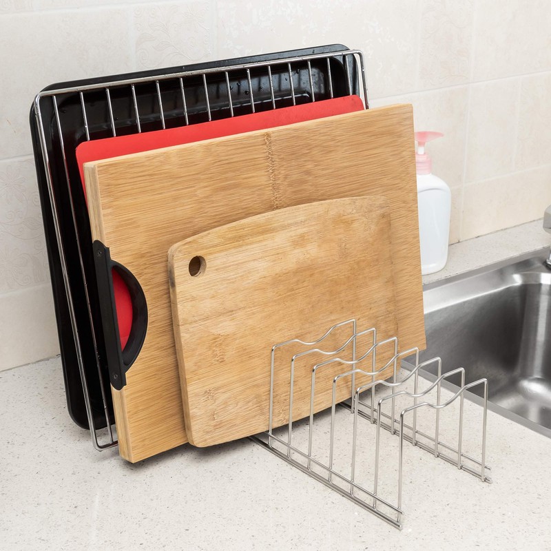 Slideep Pot Pan Lid Holder Drying Rack, Bakeware Lid Storage