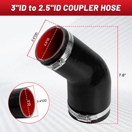 Tongze 45 Degree 2.5" to 3" Silicone Reducer Coupler Hose with 2PCS Clamps