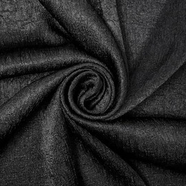 Shiny Shimmer Crinkle Satin Polyester 100 GSM Lightweight Fabric by The Yard - Black, 1 Yard