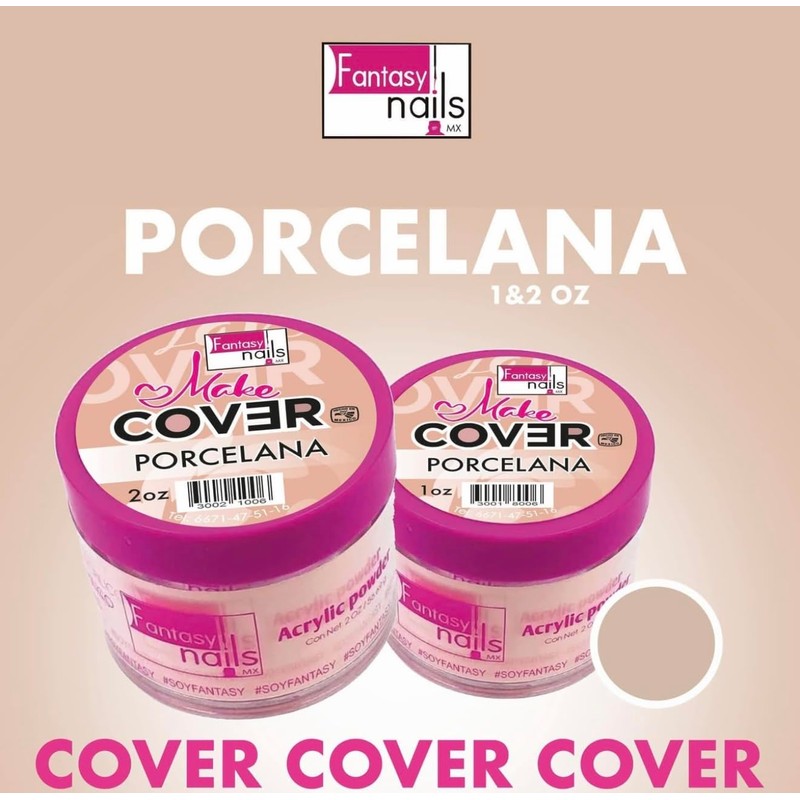 Fantasy Nails Make Cover Porcelana Acrylic Powder, 2 oz, Beige