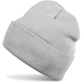 styleBREAKER Unisex Beanie Knitted Hat Solid Color, Fine Knit Hat Double Knitted, Warm Winter Knit Beanie 04024029, Colour:Light-Grey