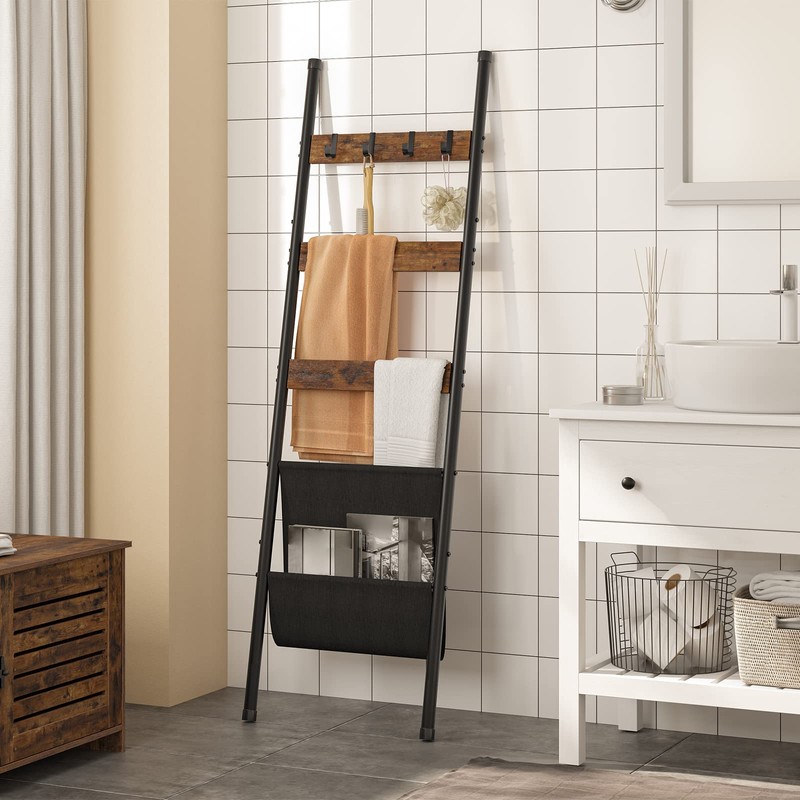 HOOBRO Blanket Ladder, 5 Tier Towel Rack, 17.3" L x