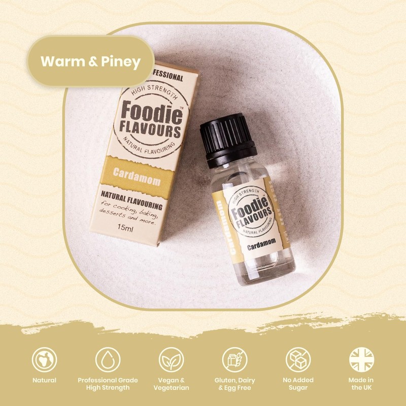 Foodie Flavours Cardamom Natural Flavouring, High Strength - 15ml