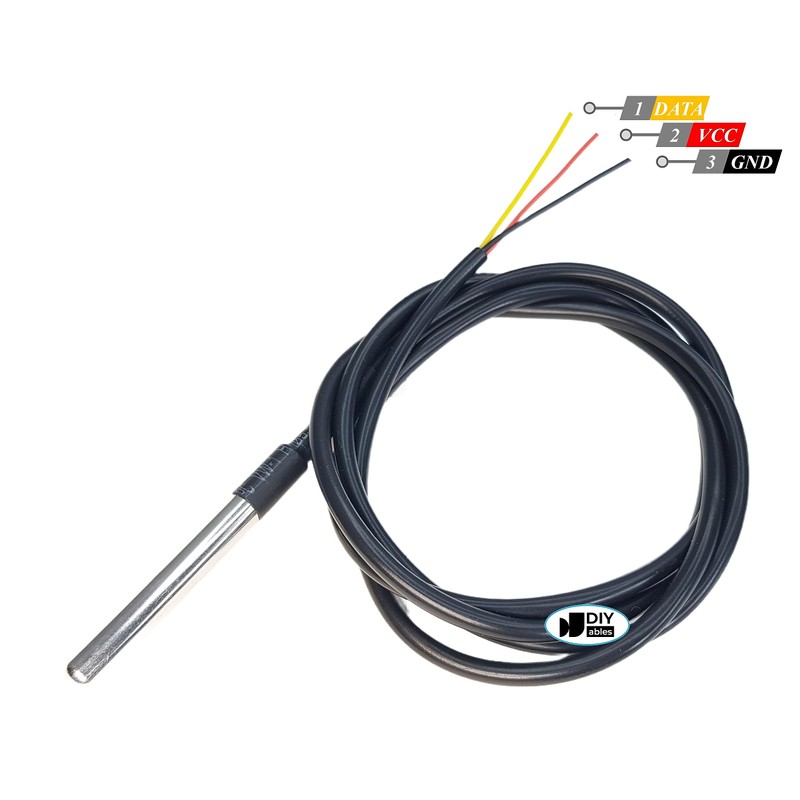 DS18B20 Waterproof Temperature Sensor, Stainless Steel Probe, for Arduino, ESP32,