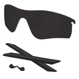 Predrox Dark Black RadarLock Path Lenses & Rubber Kits Replacement for Oakley Sunglass OO9181 Polarized