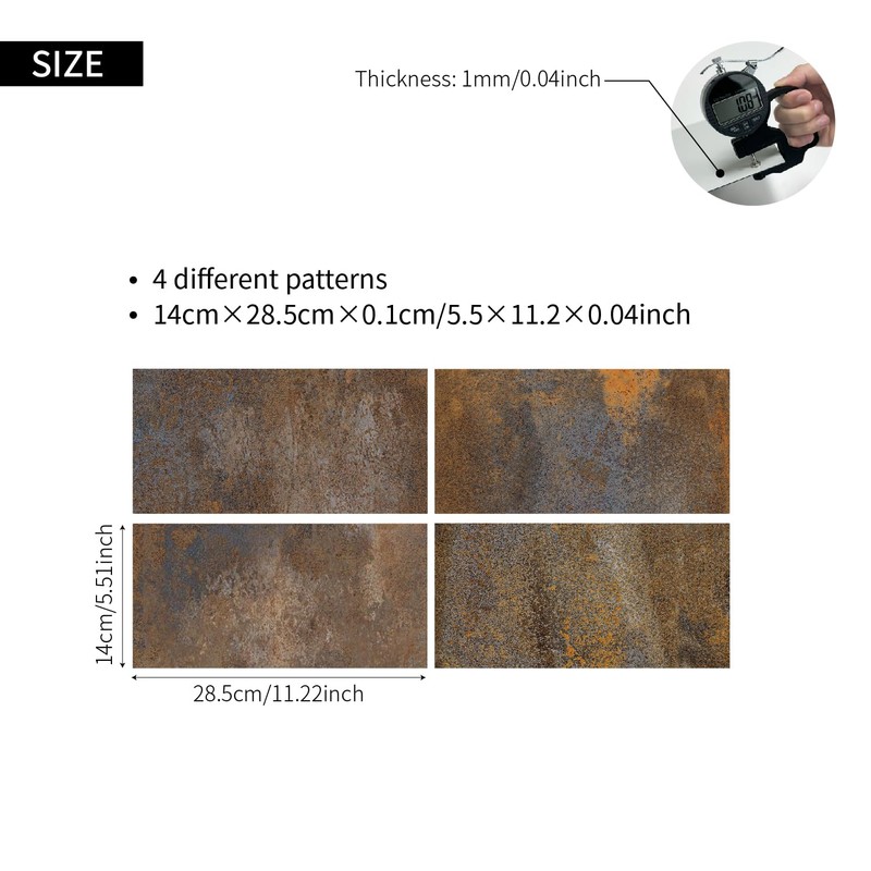 funlife Rusty Industrial Splashback - Oxblood Copper & Steel Patina
