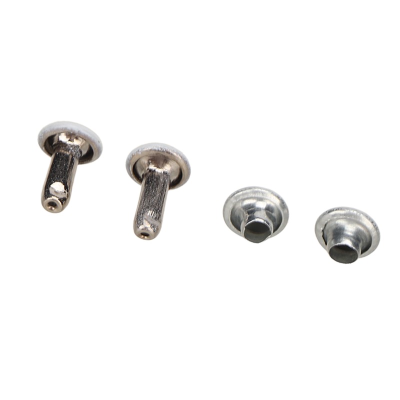 500 Sets Leather Rivets 6x8mm Iron White Round DIY Plating