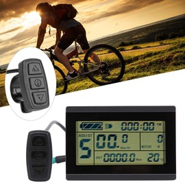 24V-36V-48V LCD Display E‑Bike Digital Meterm, Bike Conversion KT‑LCD3U Horizontal Black&White Screen LCD Meter Waterproof Connector