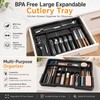 Expandable Silverware Organizer for Kitchen Drawers – 7-Compartment BPA-Free Cutlery
