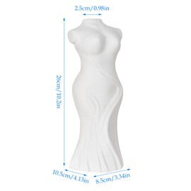 Body Vase Female Shape, Female Shape Bud, White Ceramic Vase, Female Body Vase for Home Office Decoration, Flower Vase for Home Decoration, Table Decoration, 10.5 x 8.5 x 25.5 cm