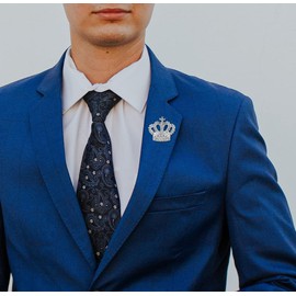 Rhinestones Crown Collar Brooch Pins, Retro Metal Crown Collar Pins,Metal Crown Lapel Pin,crystal Crown Collar Pin Lapel Pin for Women Men's Suit Coat Accessories (Gold and Silver)